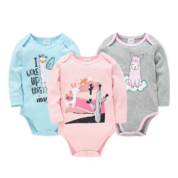 6PCS/3PCS Baby Bodysuit Set – 100% Cotton Long Sleeve Jumpsuits for Boys & Girls 0–12 Months - HY2523 / 18-24M