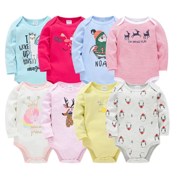 6PCS/3PCS Baby Bodysuit Set – 100% Cotton Long Sleeve Jumpsuits for Boys & Girls 0–12 Months