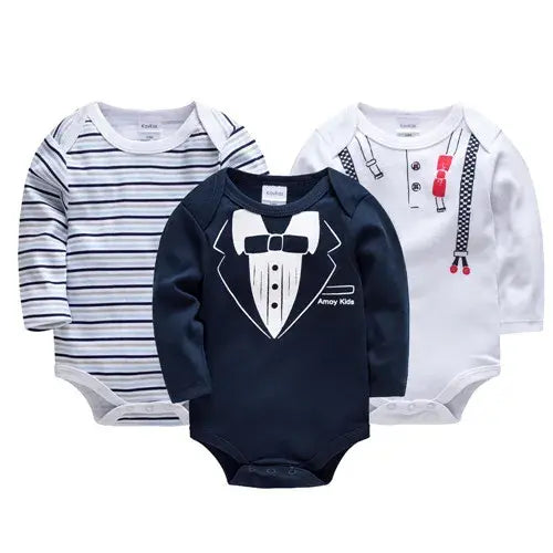 6PCS/3PCS Baby Bodysuit Set – 100% Cotton Long Sleeve Jumpsuits for Boys & Girls 0–12 Months - HY2070 / 18-24M