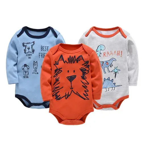 6PCS/3PCS Baby Bodysuit Set – 100% Cotton Long Sleeve Jumpsuits for Boys & Girls 0–12 Months - HY2231 / 18-24M