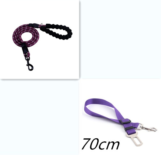 Reflective Dog Leash Nylon Pet Dog Leash Rope For Small Medium Large Dogs Walking Training Pet Suppiles - Purple set