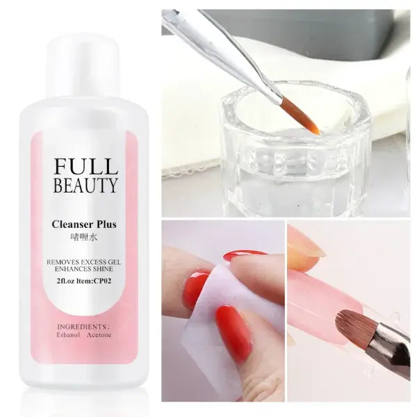 60ml Surface Sticky Layer Nails Degreaser Solution Excess Gel Polish Remover Liquid Cleanser Plus Manicure Solvent Tool