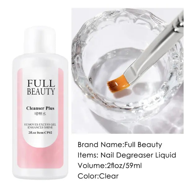 60ml Surface Sticky Layer Nails Degreaser Solution Excess Gel Polish Remover Liquid Cleanser Plus Manicure Solvent Tool