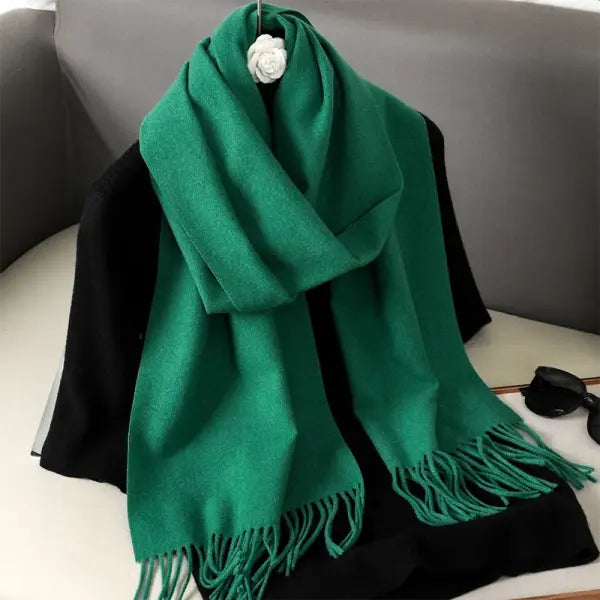 Warm thicken cashmere women winter scarf with luxury tassels - DFP001-32 / 33x180cm