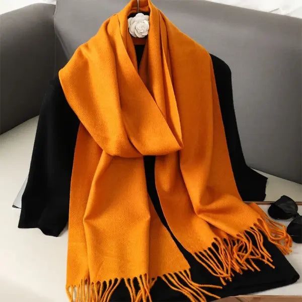Warm thicken cashmere women winter scarf with luxury tassels - DFP001-37 / 33x180cm