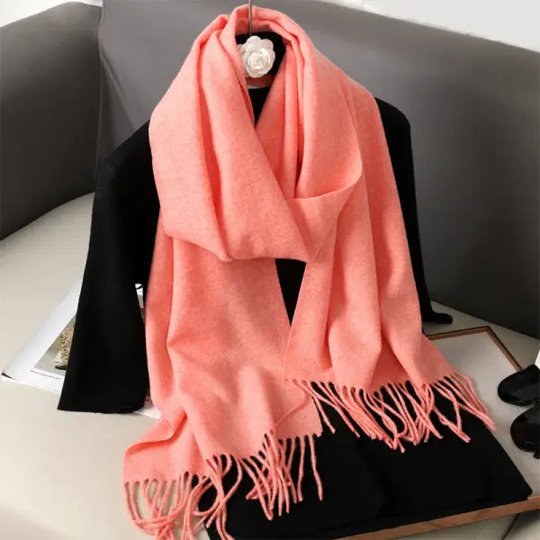 Warm thicken cashmere women winter scarf with luxury tassels - DFP001-55 / 33x180cm