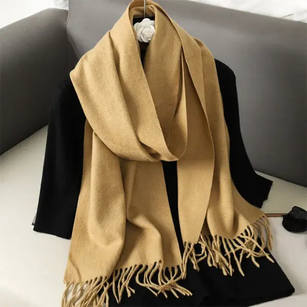 Warm thicken cashmere women winter scarf with luxury tassels - DFP001-12 / 33x180cm