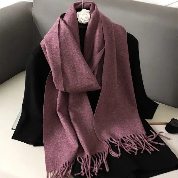 Warm thicken cashmere women winter scarf with luxury tassels - DFP001-17 / 33x180cm