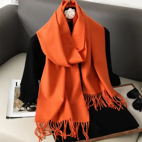 Warm thicken cashmere women winter scarf with luxury tassels - DFP001-13 / 33x180cm