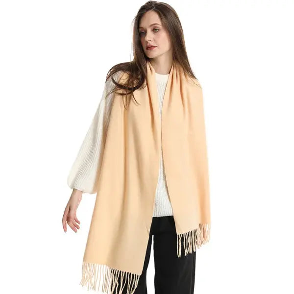 Warm thicken cashmere women winter scarf with luxury tassels - DFP001-11 / 33x180cm