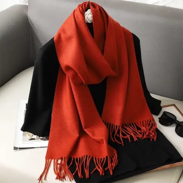 Warm thicken cashmere women winter scarf with luxury tassels - DFP001-10 / 33x180cm