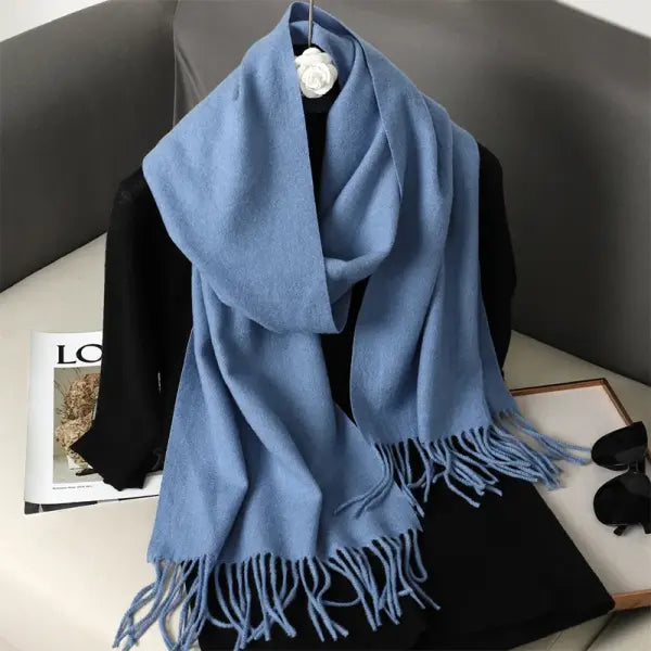 Warm thicken cashmere women winter scarf with luxury tassels - DFP001-49 / 33x180cm
