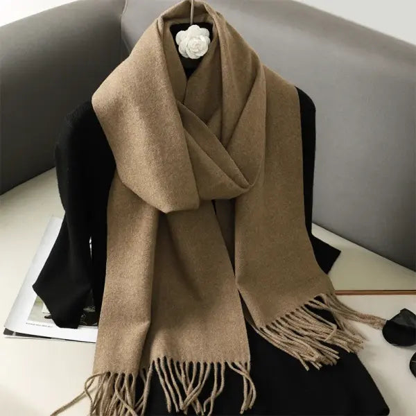 Warm thicken cashmere women winter scarf with luxury tassels - DFP001-07 / 33x180cm