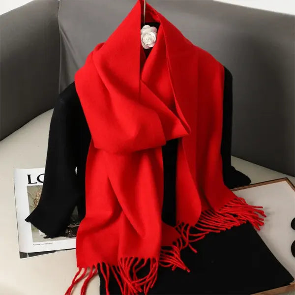 Warm thicken cashmere women winter scarf with luxury tassels - DFP001-03 / 33x180cm