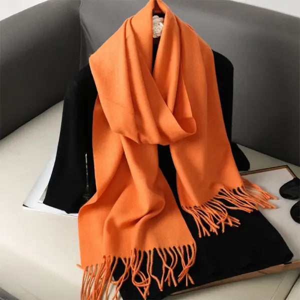Warm thicken cashmere women winter scarf with luxury tassels - DFP001-05 / 33x180cm