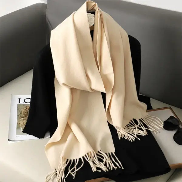 Warm thicken cashmere women winter scarf with luxury tassels - DFP001-28 / 33x180cm