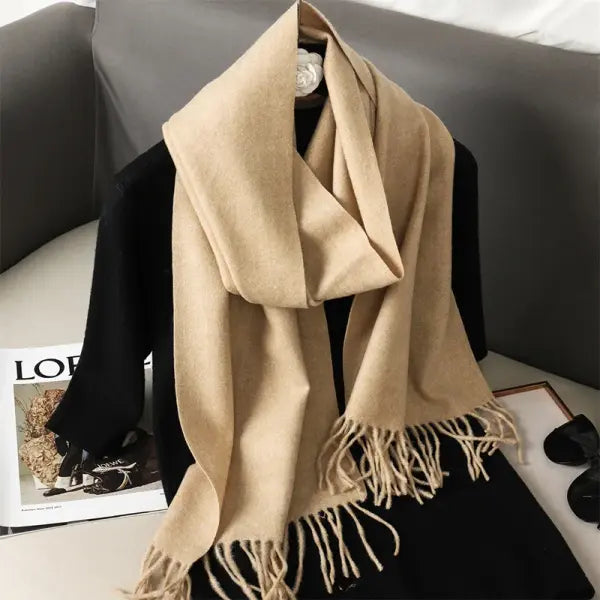 Warm thicken cashmere women winter scarf with luxury tassels - DFP001-08 / 33x180cm