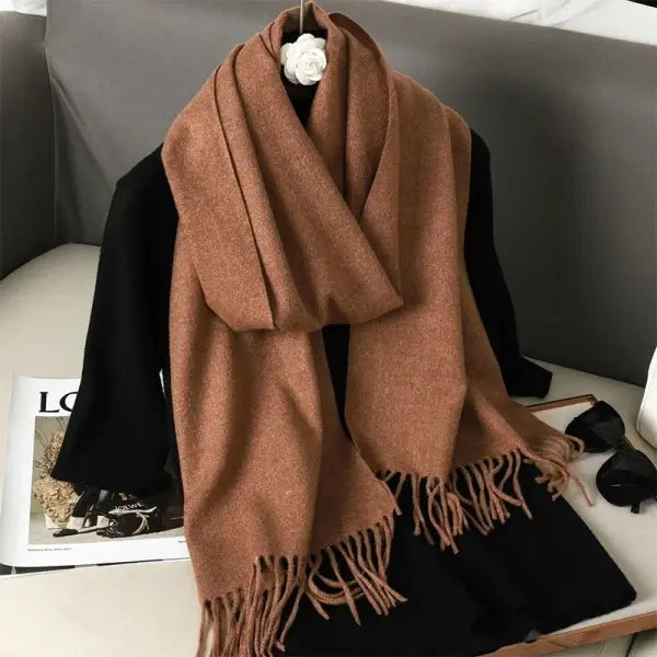 Warm thicken cashmere women winter scarf with luxury tassels - DFP001-19 / 33x180cm