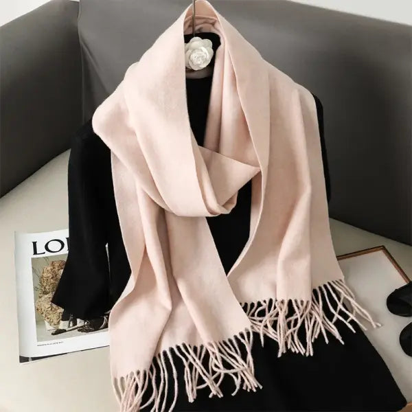 Warm thicken cashmere women winter scarf with luxury tassels - DFP001-35 / 33x180cm
