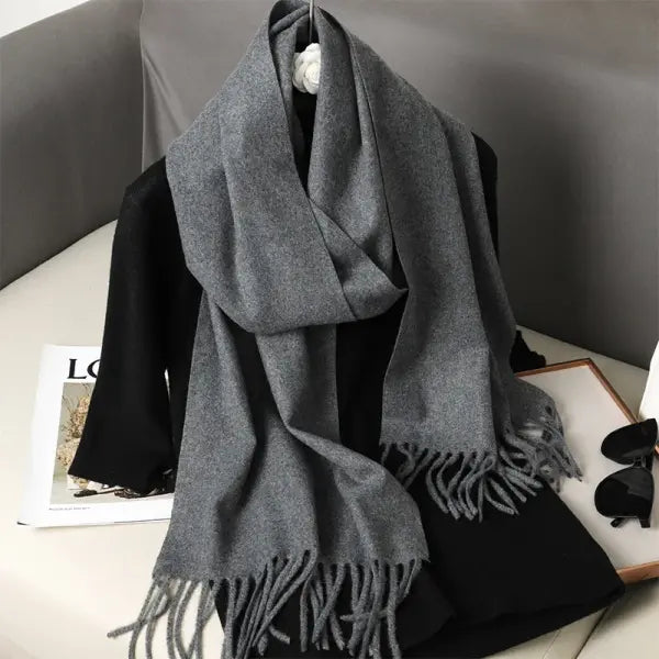 Warm thicken cashmere women winter scarf with luxury tassels - DFP001-15 / 33x180cm