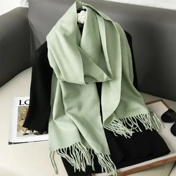Warm thicken cashmere women winter scarf with luxury tassels - DFP001-21 / 33x180cm