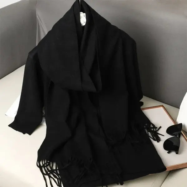 Warm thicken cashmere women winter scarf with luxury tassels - DFP001-20 / 33x180cm