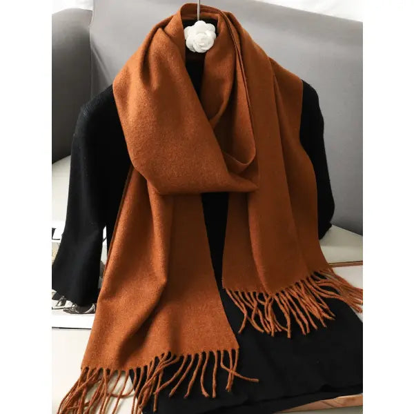Warm thicken cashmere women winter scarf with luxury tassels - DFP001-38 / 33x180cm