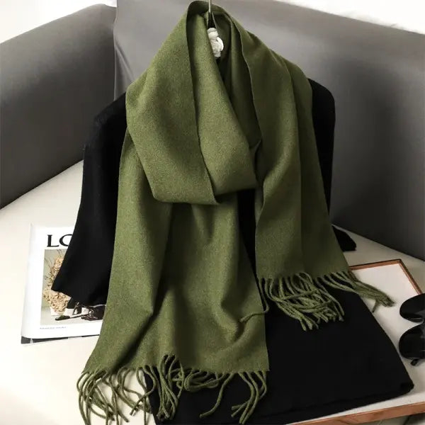 Warm thicken cashmere women winter scarf with luxury tassels - DFP001-34 / 33x180cm