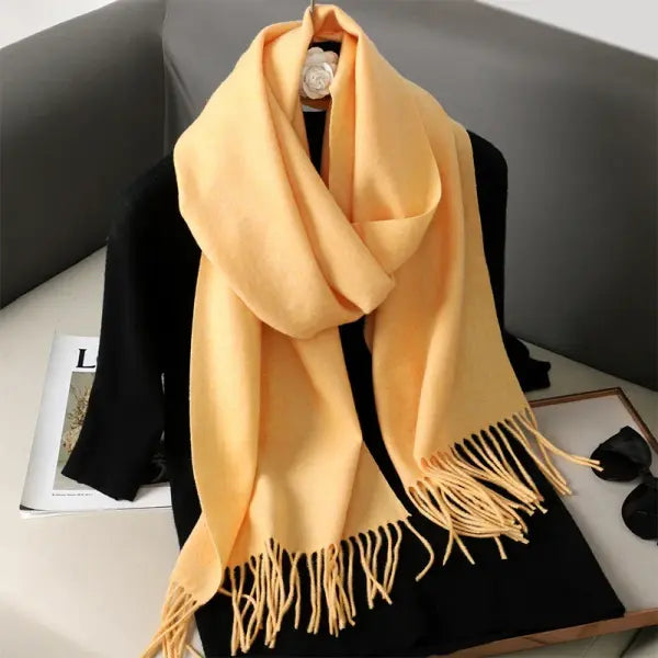 Warm thicken cashmere women winter scarf with luxury tassels - DFP001-56 / 33x180cm