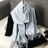 Warm thicken cashmere women winter scarf with luxury tassels - DFP001-50 / 33x180cm