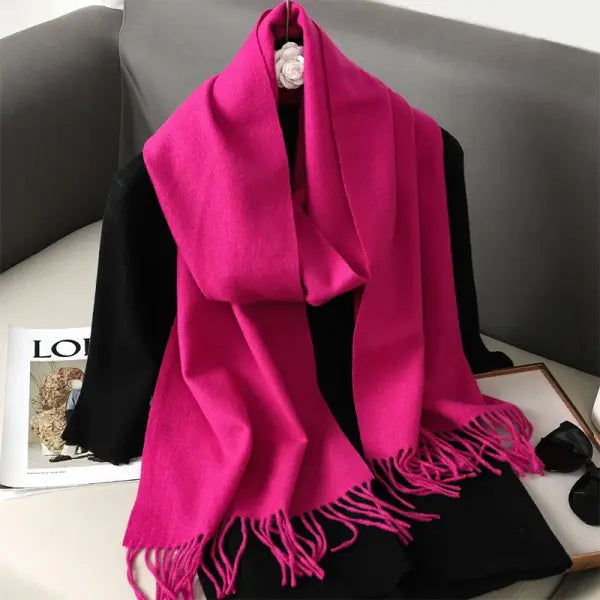 Warm thicken cashmere women winter scarf with luxury tassels - DFP001-25 / 33x180cm