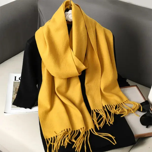 Warm thicken cashmere women winter scarf with luxury tassels - DFP001-14 / 33x180cm