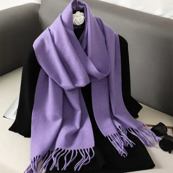 Warm thicken cashmere women winter scarf with luxury tassels - DFP001-59 / 33x180cm