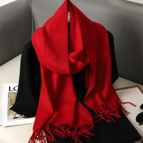 Warm thicken cashmere women winter scarf with luxury tassels - DFP001-02 / 33x180cm