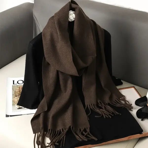 Warm thicken cashmere women winter scarf with luxury tassels - DFP001-60 / 33x180cm