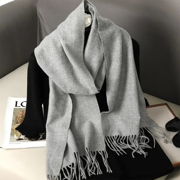 Warm thicken cashmere women winter scarf with luxury tassels - DFP001-45 / 33x180cm