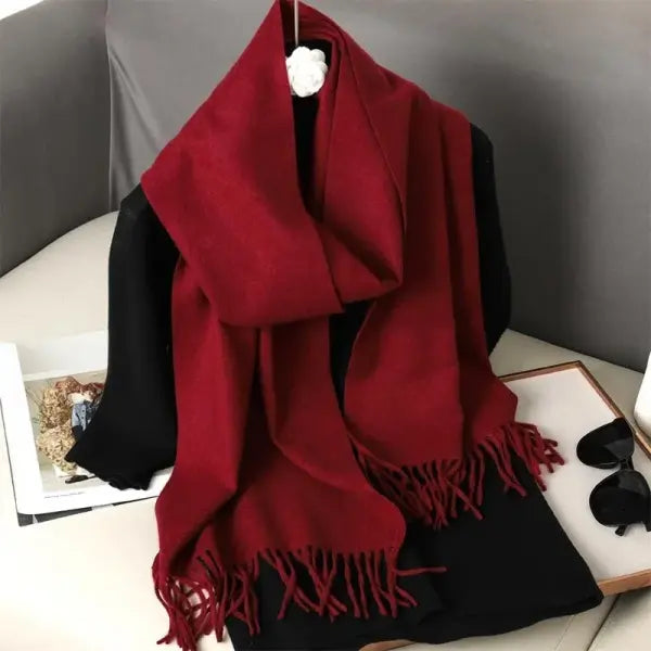 Warm thicken cashmere women winter scarf with luxury tassels