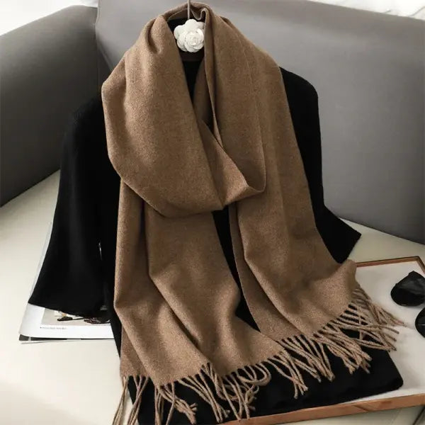 Warm thicken cashmere women winter scarf with luxury tassels - DFP001-40 / 33x180cm