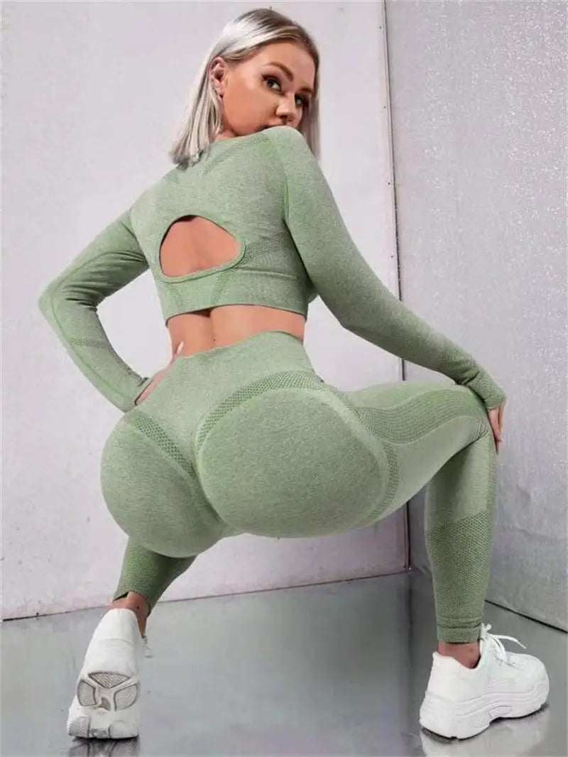 Sports Set - Stylish 2-Piece Fitness Outfit with Butt-Lifting Leggings