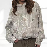 Loose Type Floral Print Lantern Sleeve Unisex Hoodie