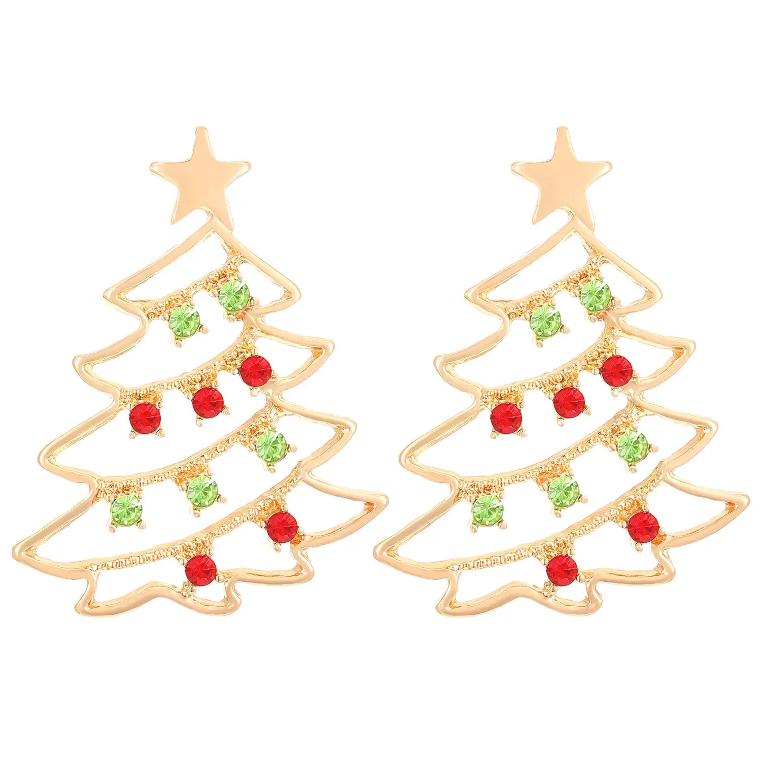 Colorful Zircon Christmas Tree Earrings for Festive Party Jewelry