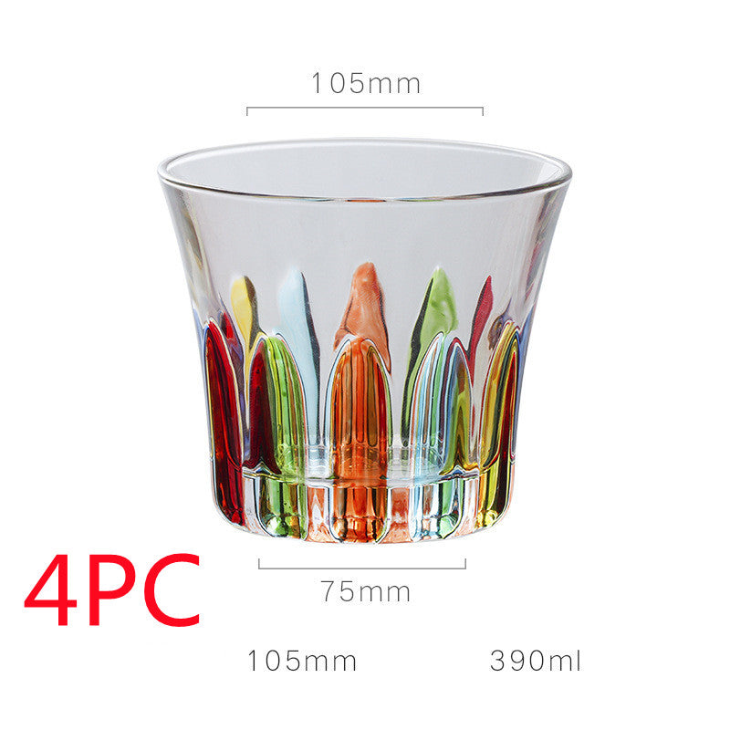 European Style New Enamel Whisky Glass With Colorful Woven Pattern - 6 Style / 4PCS - Hair Remover