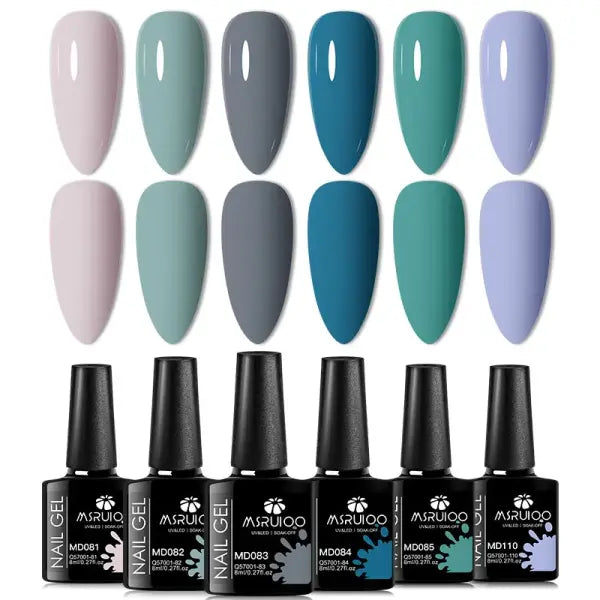 6pc All-season Gel Nail Polish Set Nude Pink Red Glitter Semi Permanent UV Gel Polish Kits All For Manicure Soak