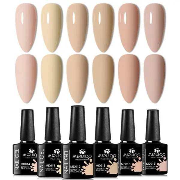 6pc All-season Gel Nail Polish Set Nude Pink Red Glitter Semi Permanent UV Gel Polish Kits All For Manicure Soak