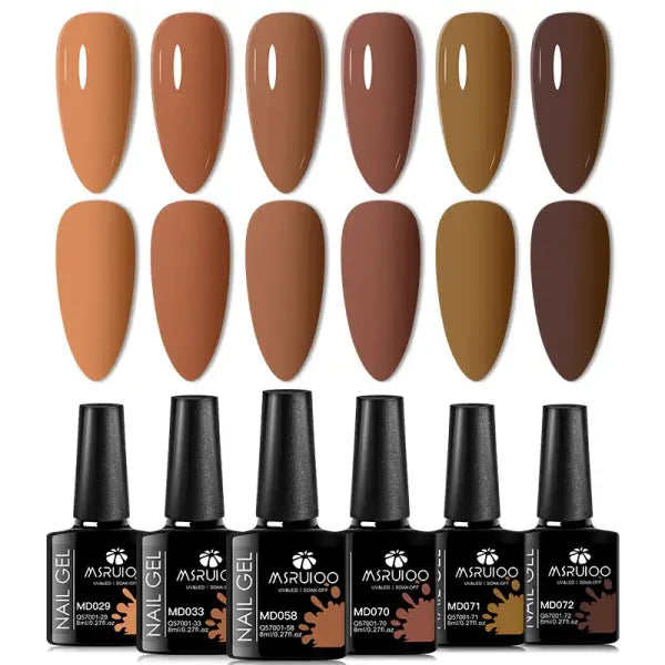 6pc All-season Gel Nail Polish Set Nude Pink Red Glitter Semi Permanent UV Gel Polish Kits All For Manicure Soak