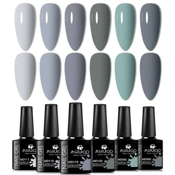 6pc All-season Gel Nail Polish Set Nude Pink Red Glitter Semi Permanent UV Gel Polish Kits All For Manicure Soak