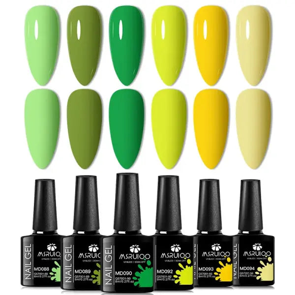 6pc All-season Gel Nail Polish Set Nude Pink Red Glitter Semi Permanent UV Gel Polish Kits All For Manicure Soak