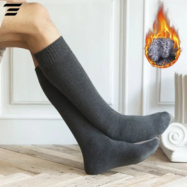 Men’s Winter Compression Socks 6PCS (3 Pairs) – Thick Warm Knee-High Terry Leg Socks Size 38–44