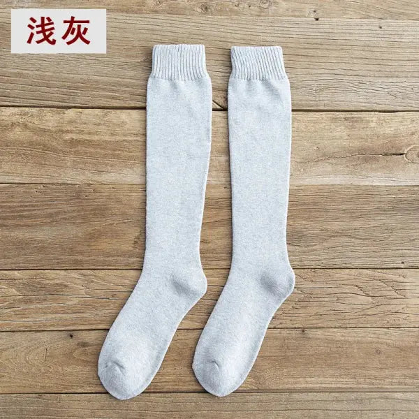 Men’s Winter Compression Socks 6PCS (3 Pairs) – Thick Warm Knee-High Terry Leg Socks Size 38–44 - 3 light gray color