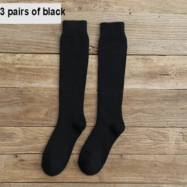 Men’s Winter Compression Socks 6PCS (3 Pairs) – Thick Warm Knee-High Terry Leg Socks Size 38–44 - 3 black / size 39-44